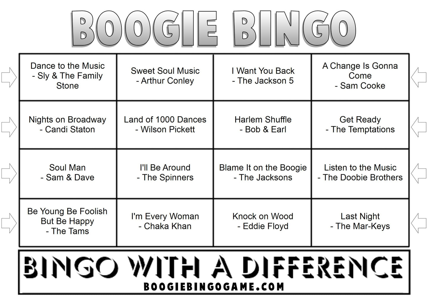 Game 103 | You Got Soul | Boogie Bingo | Printable Music Bingo Tickets